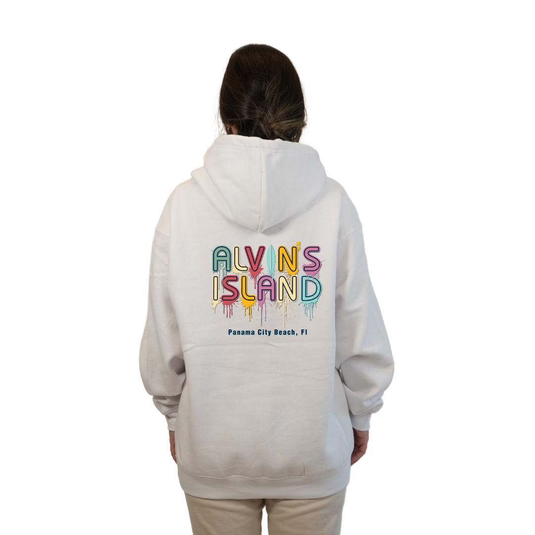 Panama City Florida Pullover Hoodie Women with Alvin's Island Drip Panting front and back Design Style 252