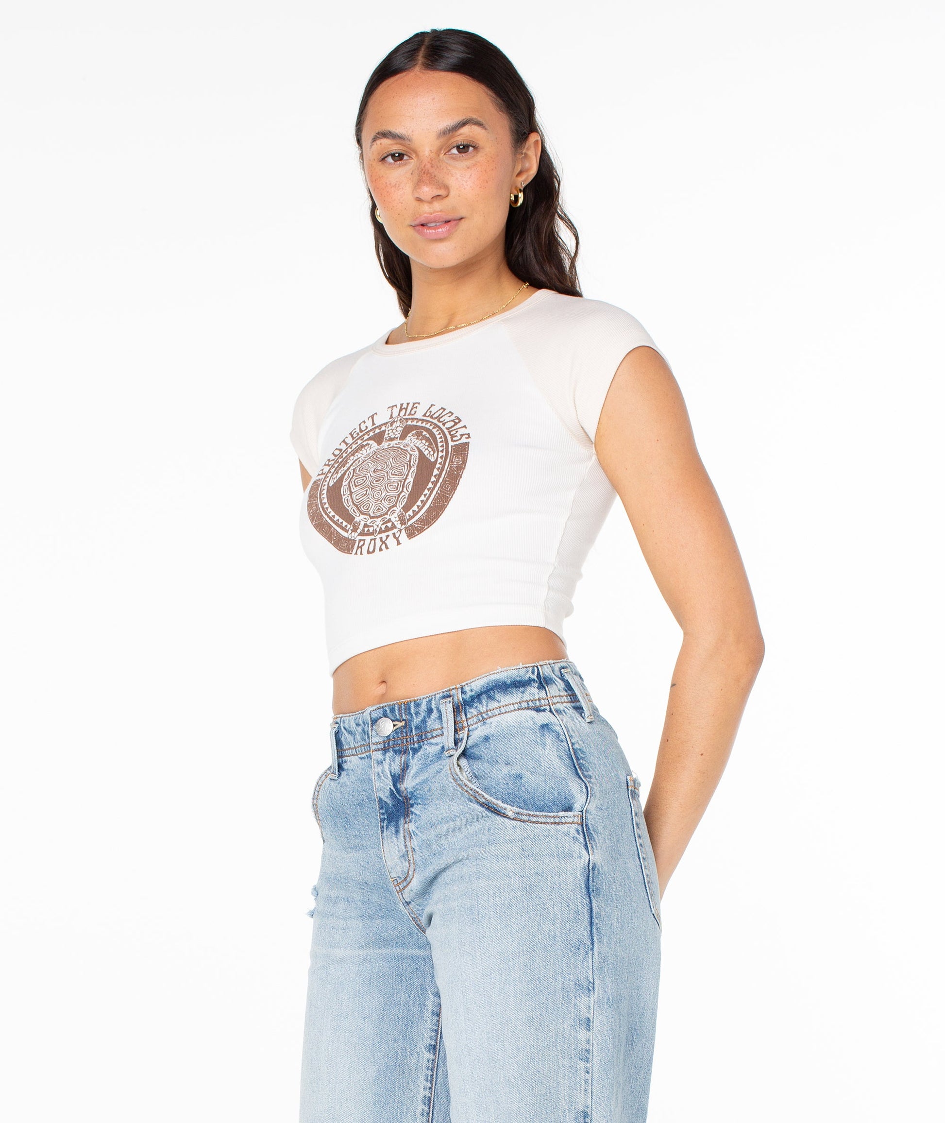 Roxy Protect The Locals Cropped Baby Tee T-SHIRT Roxy