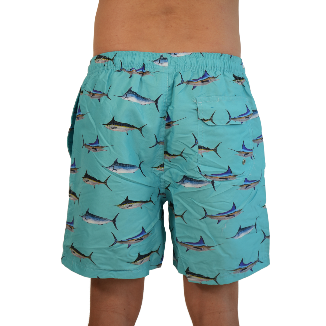 Mens Swim Trunks Marlins Lt Blue Style Sm-011b