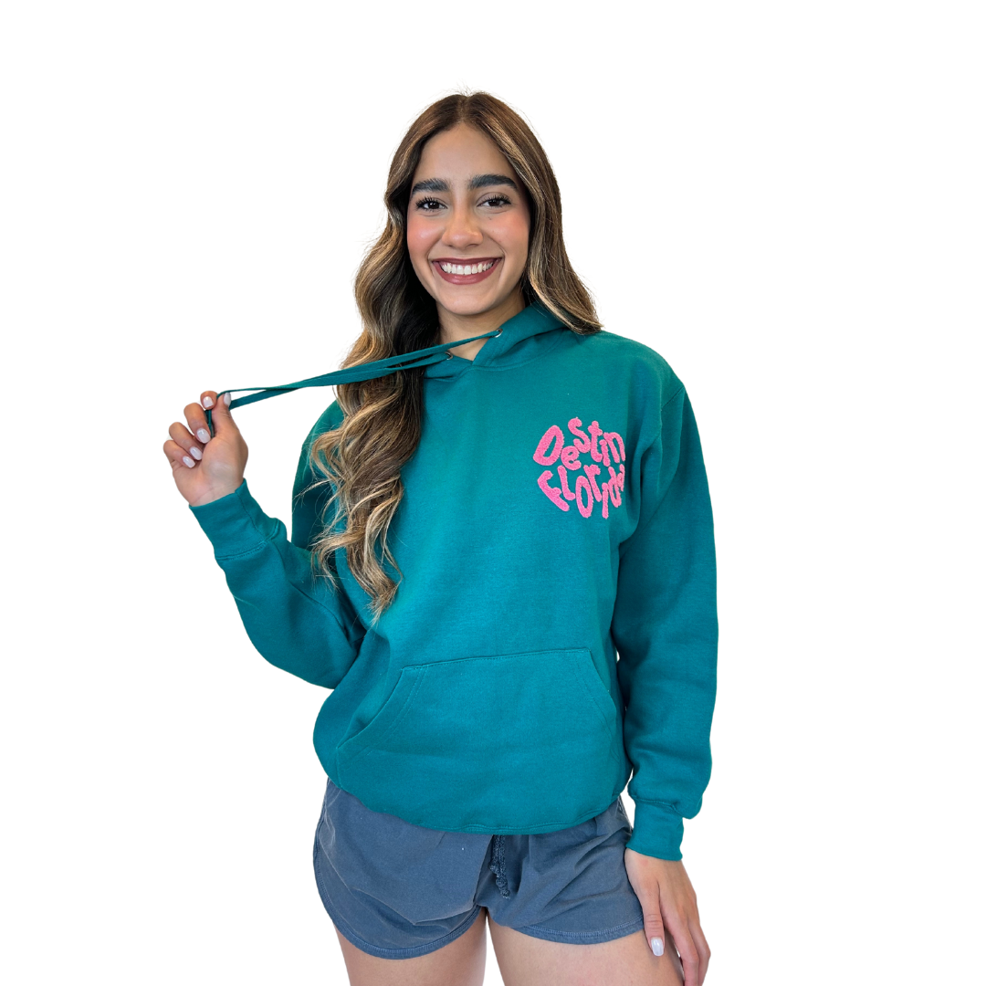 Destin  Fl, Hoodie Women with Texture Patch on The Front and Back Design Style 252