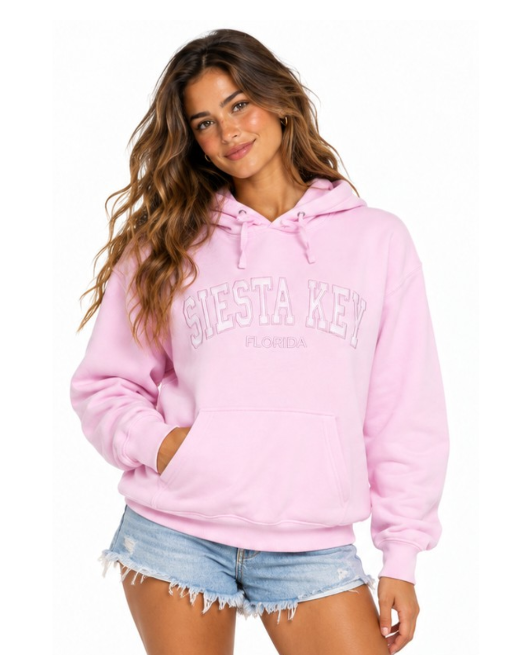 Siesta Key, Fl Embroidered City Name Hoodie (Style 811AI)