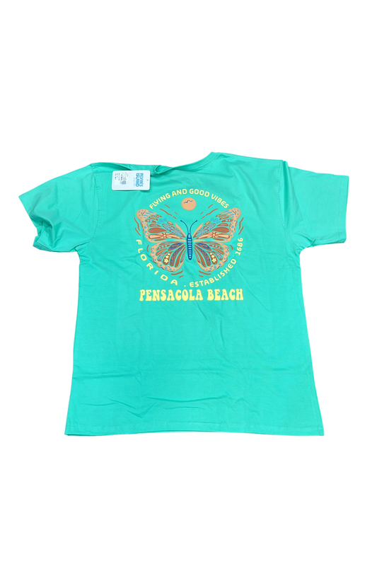 Pensacola Beach, Fl T-Shirt with Flying and Good Vibes Design Style CC1000