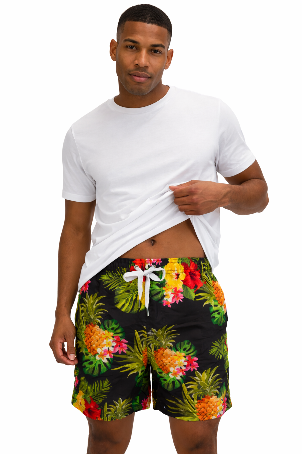 Mens Swim Trunks Pineapple Black Style Sm-005 SHORT alvinsisland.com