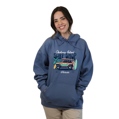 Okaloosa Island Hoodie Women  with Surf Shop Front Design Style 252