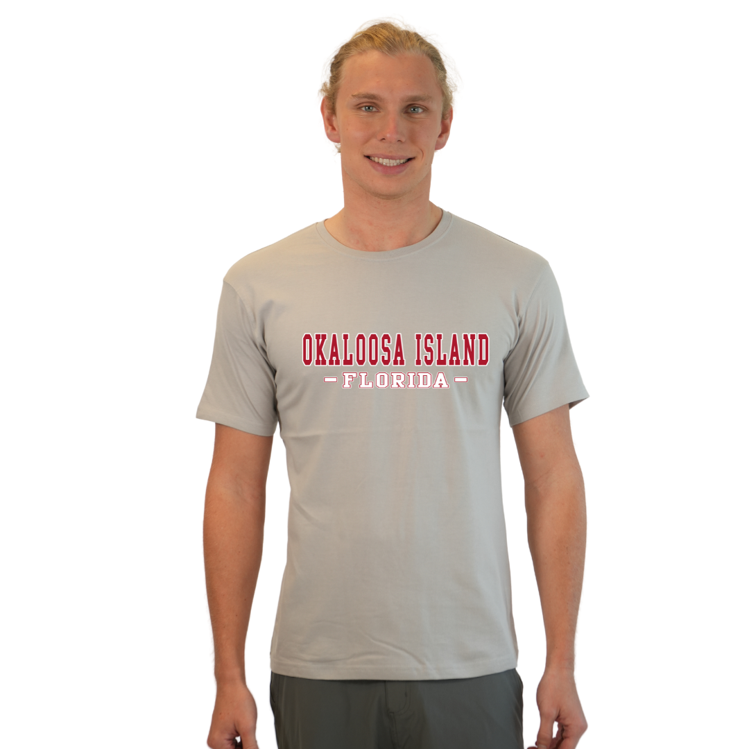 Okaloosa Island Combed Cotton T-Shirt Men with Red City Name Design Style CC1000